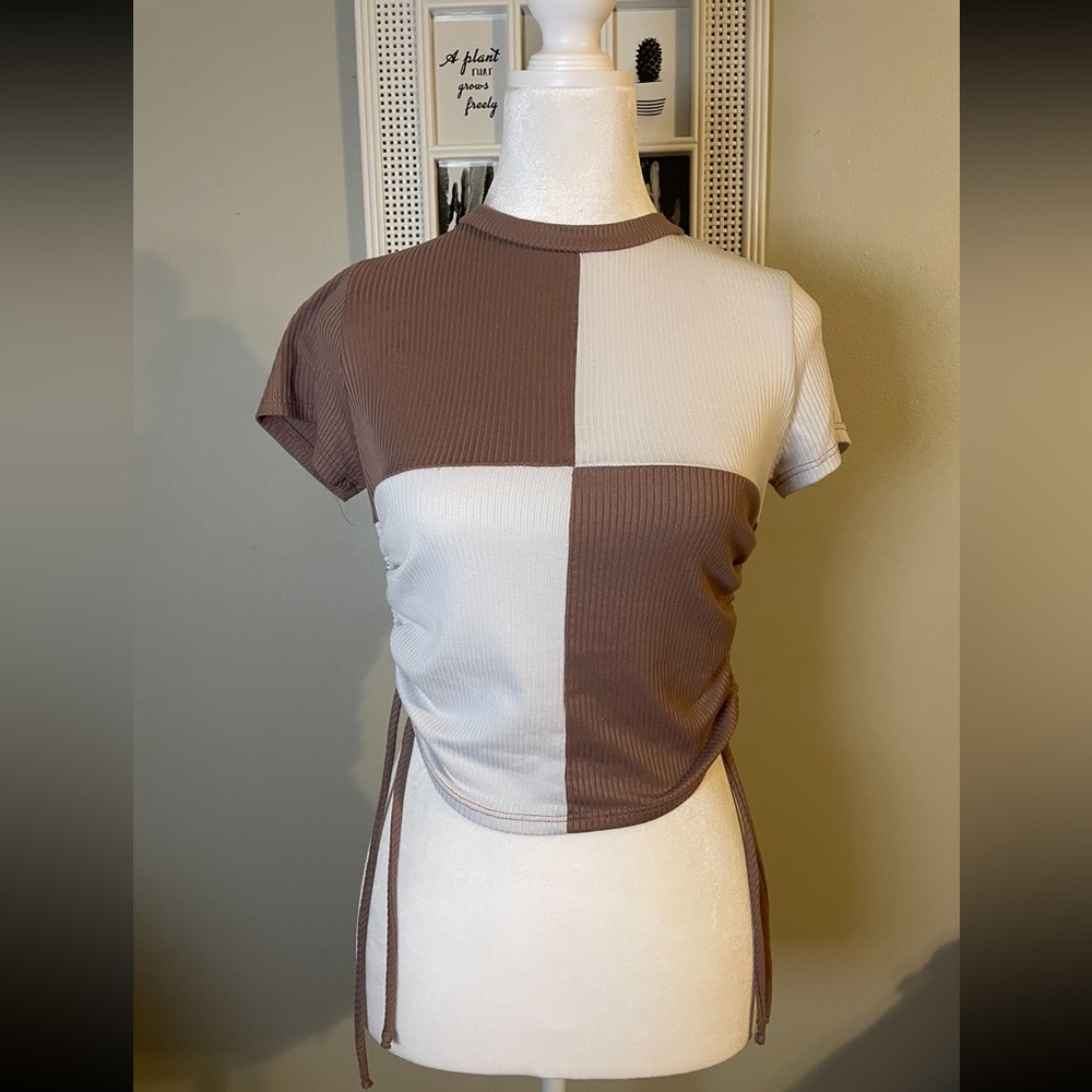 Roses & Kisses XS Crop Top Mauve/White